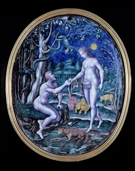 Limoges plaque depicting Adam and Eve, c.1570
